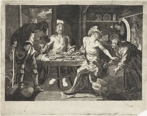 Jupiter och Merkurius i Filemons och Baucis hus av Anonymous