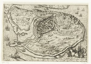 Karta över ön Voorne och karta över Brielle, 1572 Briel (titel på objekt) av Anonymous