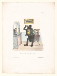 Karikatyr av en man som vill se ut som Napoleon Tonnerre de D... comme je lui ressemble!.. (titel på objekt) av Anonymous