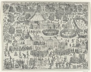 Mässa på ett torg i Haag, 1845 Eutopian Fair (titel på objekt) av Anonymous
