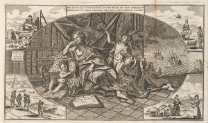 South Seas Companys klagomål, 1720 The Zuidzé Company reser sig till toppen av vinden / nu beklagar sin förlust med en oroad varelse (titel på objektet) The Great Scene of Folly (serietitel) av Anonymous