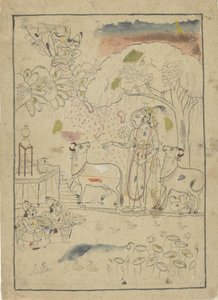 Krishna med kor från linga-helgedomen av Anonymous