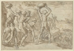 Laestrygonians krossar Odysseus flotta med tunga stenar av Anonymous