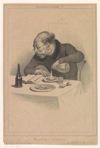 läsande man Une lecture entraînante (titel på objekt) Karikatyrer (av förlagen Pontin och Eigeman) (serietitel) Caricaturana (serietitel på objekt) av Anonymous