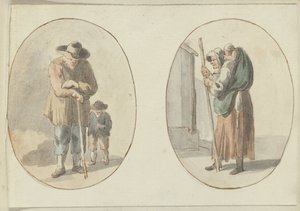 Man med barn och kvinna med barn på ryggen av Anonymous