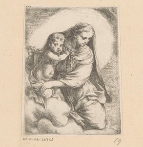 Mary med barnet i molnen av Anonymous