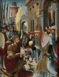 Möte av Abraham och Melkisedek (inre, vänstra flygeln av en triptyk) av Anonymous