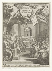 Minerva och knästående lärda Dissertatio juridica inauguralis (titel på objekt) av Anonymous
