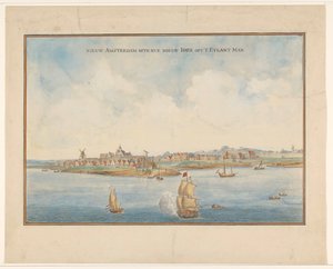 Nieuw Amsterdam eller nu New Iorx väljer Eylant Man (titel på objekt) av Anonymous