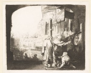 Petrus och Johannes botar krymplingen vid templets port av Anonymous