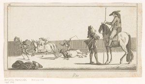 Picador och matador efter att ha dödat tjuren Coleccion de las principales suertes de una corrida de toros (serietitel på objekt) Samling av de viktigaste tjurfäktningsmanövrarna (serietitel) av Anonymous