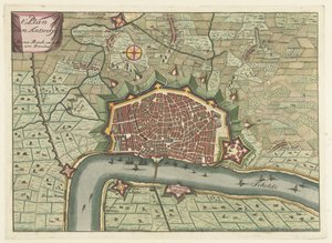 Karta över Antwerpen, ca 1706 t