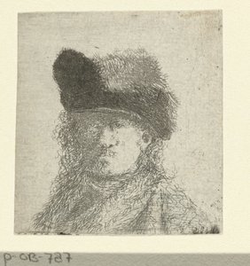 Porträtt av Rembrandt med pälsmössa av Anonymous