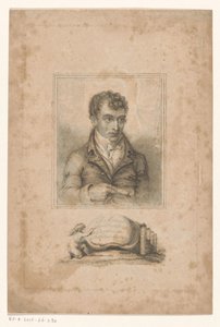 Porträtt av Robert Mount, London bokbindare och trycksakssäljare R. Mount, Bookbinder, Printseller & Portfolio Maker (titel på objekt) av Anonymous