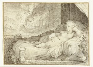 Putto liggande på en soffa av Anonymous