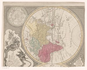 Högra halvan av en världskarta, som visar det östra halvklotet Mappa totius mundi : adornata juxta observationes (...) (titel på objekt) av Anonymous