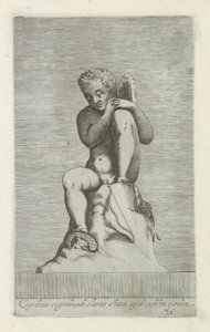 Skulptur av Amor Staty av Amor som står eftertänksamt med en viss adelsman (titel på objektet) Antika skulpturer i Rom (serietitel) Ikoner av de antika statyerna av staden Rom som ses på offentliga platser (serietitel) av Anonymous