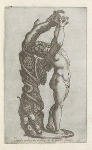 Sculptuur van Amor die druiven plukt Cupido puber i Io Baptiste Lugaris hus (titel på objekt) Antika skulpturer i Rom (serietitel) Ikoner av de antika statyerna av staden Rom som ses på offentliga platser (serietitel) av Anonymous