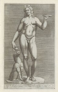 Skulptur av Bacchus en en hund Bacchus och marmor i området kring Vallens palats (titel på objektet) Antika skulpturer i Rom (serietitel) Ikoner av de antika statyerna av staden Rom som ses på offentliga platser (serietitel) av Anonymous