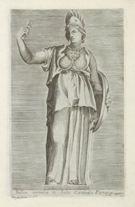 Skulptur av Bellona Bellona-marmor i kardinal Farrarias trädgårdar (titel på objektet) Antika skulpturer i Rom (serietitel) Ikoner av de antika statyerna av staden Rom som ses på offentliga platser (serietitel) av Anonymous