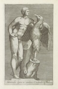 Sculptuur van Jupiter als adelaar träffade Ganymedes Figur av Ganymedes i kardinal de