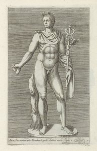 Skulptur av Mercurius Marmorstaty av Merkurius, vid Alexander den store (...) (titel på objektet) Antika skulpturer i Rom (serietitel) Ikoner av de antika statyerna av staden Rom som ses på offentliga platser (serietitel) av Anonymous