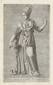Skulptur av Minerva Minervmarmor i det farnesiska palatset (titel på objektet) Antika skulpturer i Rom (serietitel) Ikoner av de antika statyerna av staden Rom som ses på offentliga platser (serietitel) av Anonymous