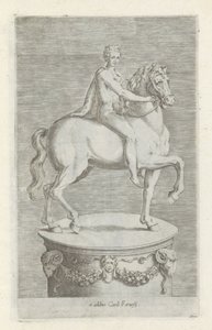 Skulptur av en naakte jongen på en paard Antika skulpturer i Rom (serietitel) Ikoner av de antika statyerna av staden Rom som ses på offentliga platser (serietitel) av Anonymous
