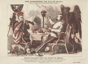 Tecknad film om Kaiser Wilhelm I och Bismarck, 1870 Sankt Willems middag med blod och ben (titel på föremålet) av Anonymous