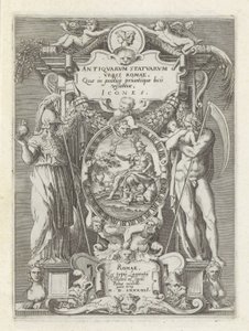Titelprent träffade Rom, Minerva och Saturnus Antika skulpturer i Rom (serietitel) Ikoner av de antika statyerna av staden Rom som ses på offentliga platser (serietitel på objekt) av Anonymous
