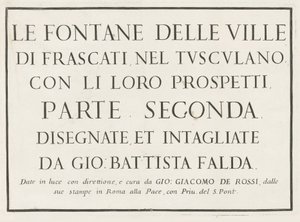 Titeltryck med inramad titel Fontane delle ville di Frascati (serietitel) Fountains of Frascati (serietitel) av Anonymous