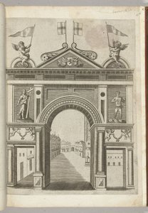 Triumfporten med allegoriska figurer och Putti med kedjan av Guldfleeceorden, 1594 av Anonymous