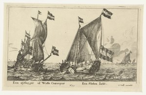 Två fartyg: en statlig yacht och en tolk An Explainer eller Watte Convoyer A States Yacht (titel på objekt) av Anonymous