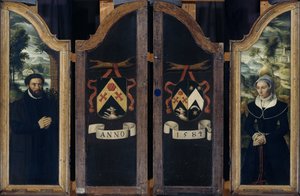 Två vingar av en triptyk med porträtten av Julien de Brouckere och hans fru Elisabeth Canneel av Anonymous
