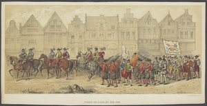 Utrecht Masquerade, skylt b: strid på land och till sjöss, 1856 Strid på land och hav (titel på objekt) The Founders of Dutch Freedom, (tid av William I) presenterad av H.H. medlemmar av Utrecht studentkår, för att fira de 220 av Anonymous