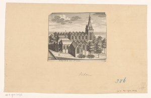 Fågelperspektiv över Oude Kerk i Amsterdam, före 1544 d