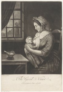 Kvinnan ammar The Good Nurse (titel på objekt) av Anonymous
