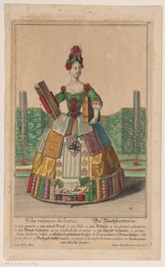 Kvinna med en kostym av böcker Relieur de livres / Der Buchbinder (titel på objekt) av Anonymous