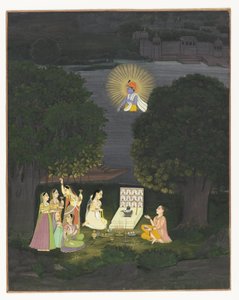 Kvinnor som dyrkar Shiva avbryts av en vision av Krishna