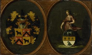 Vapensköld med makarna Pieter Courtens och Hortensia del Prados vapen, 1625 av Anonymous