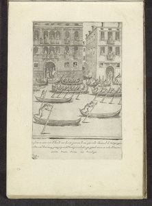 Tävling av gondoler och roddbåtar i Venedig Scener ur det venetianska livet (serietitel) Habiti d