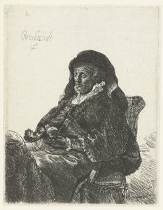 Änka med svarta handskar Rembrandts mor som änka av Anonymous