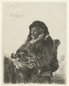 Änka med svarta handskar Rembrandts mor som änka av Anonymous