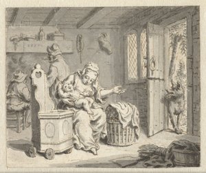 Varg, mamman och barnet Design för illustrationer för en utgåva av Jean de la Fontaines Fables (serietitel) av Anonymous