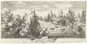 Zeeslag vid Beachy Head, 1690 Sjöstrid mot engelsmän och holländare den 10 juli 1690 (titel på objekt) av Anonymous