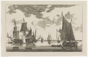 Segelfartyg och slupar på lugna hav Seascapes (serietitel) av Anonymous