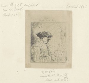 Självporträtt av Willem Drost framför åsnan Recueil de quatre-vingt-cinq estampes originales (serietitel) av Anonymous