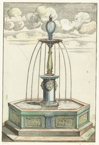 Sexkantig bassäng med kort pelare Architectura Curiosa Nova (serietitel) av Anonymous
