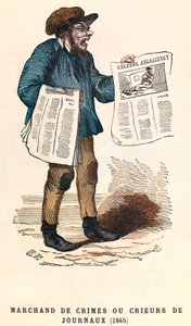 En ropare av tidningar 1845, gravyr, privat samling - Tidningsförsäljare i Paris av Anonymous Anonymous