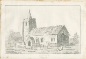 Acton Trussell Church: blyertsteckning, nd [?1800-talet] (teckning) av Anonymous Anonymous